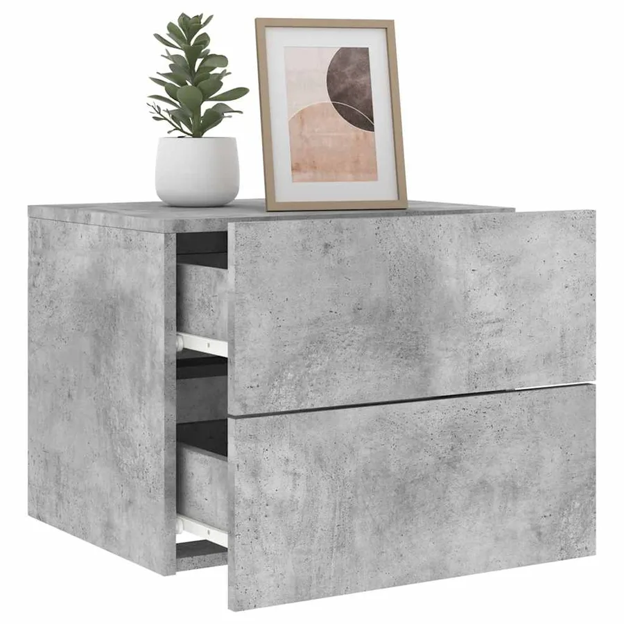 Tables de chevet murales avec lumières LED 2 pcs gris béton - 4