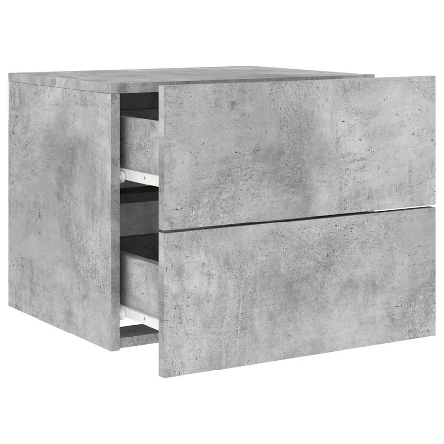 Tables de chevet murales avec lumières LED 2 pcs gris béton - 7
