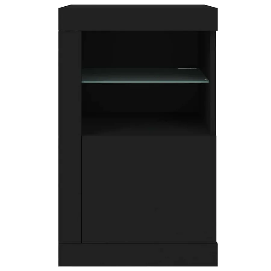 Armoire latérale avec lumières LED noir bois d'ingénierie - 7