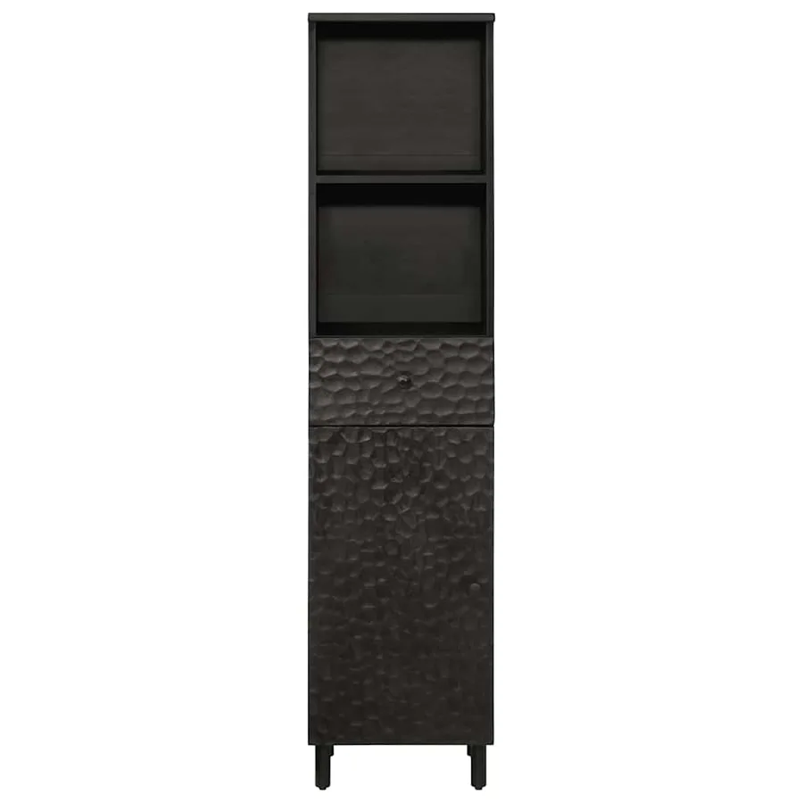 Armoire de salle de bain noir 38x33x160 cm bois massif manguier - 3