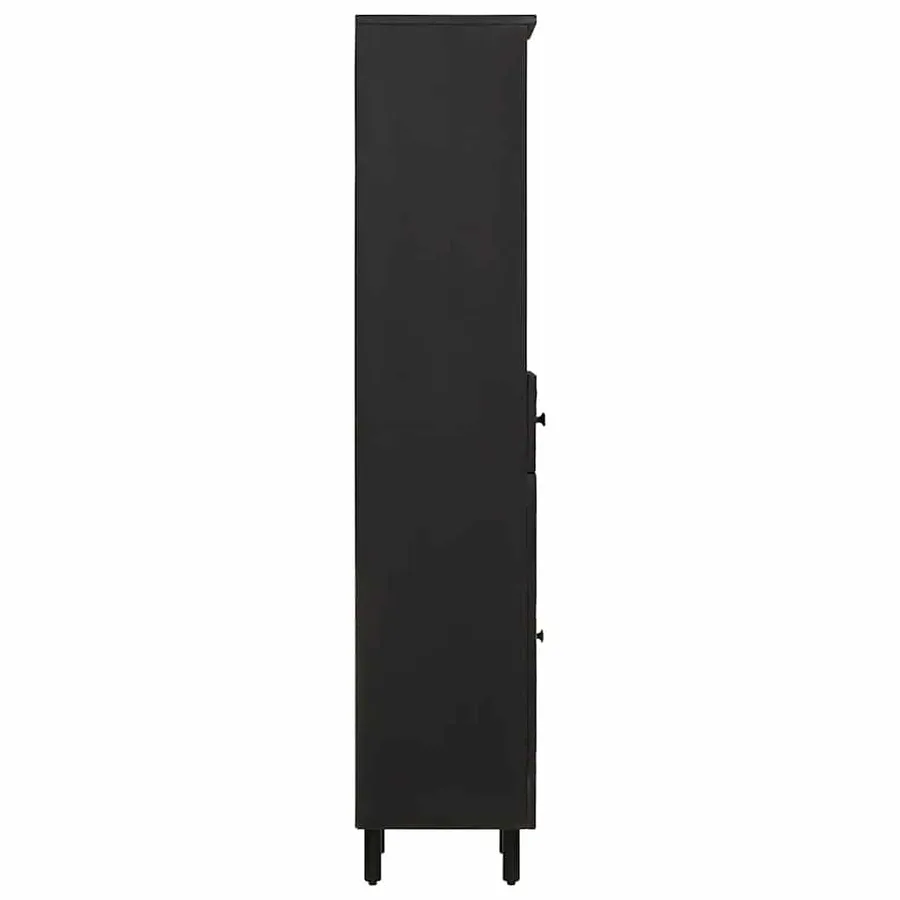 Armoire de salle de bain noir 38x33x160 cm bois massif manguier - 4