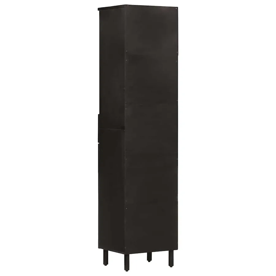 Armoire de salle de bain noir 38x33x160 cm bois massif manguier - 5