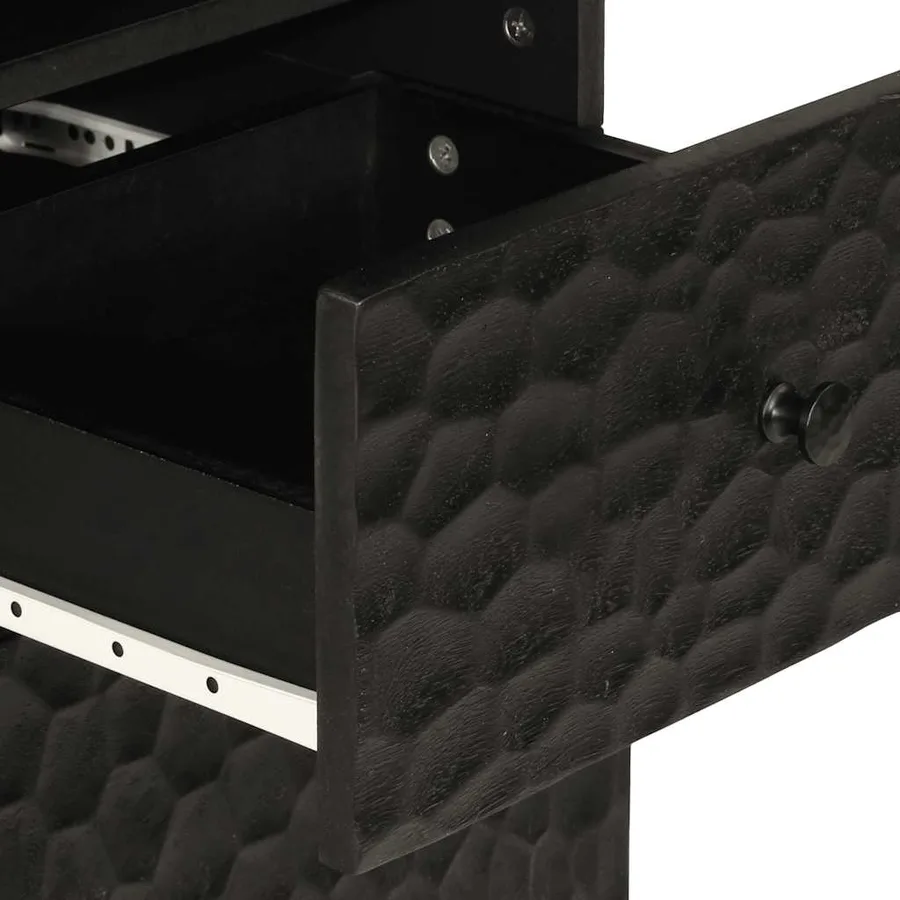 Armoire de salle de bain noir 38x33x160 cm bois massif manguier - 8