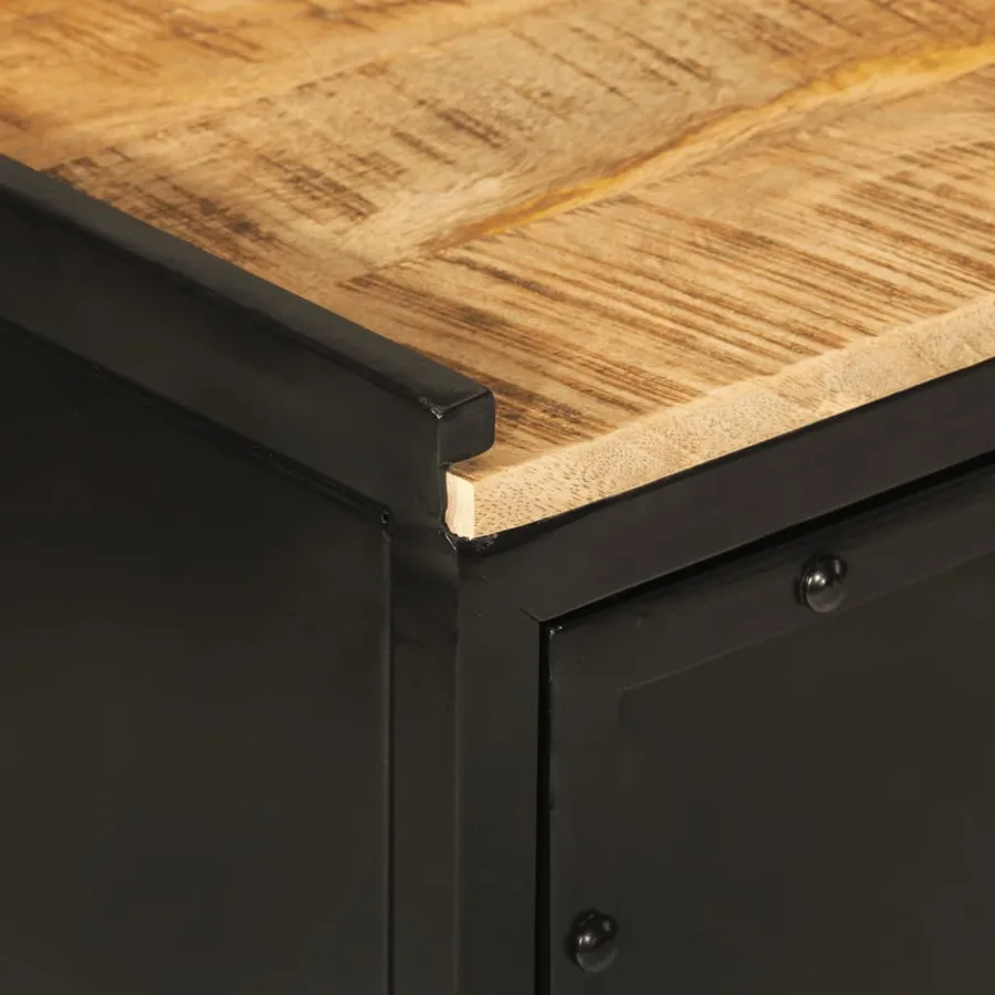 Armoire de salle de bain 40x27x90 cm fer et bois de manguier - 6
