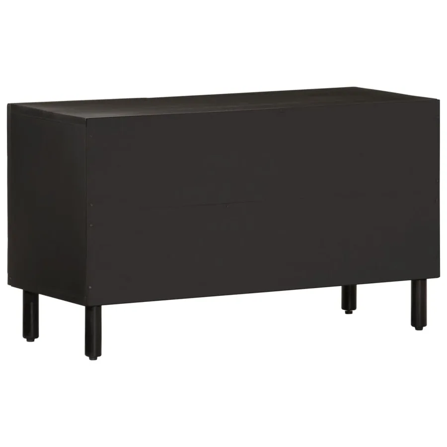 Meuble TV noir 80x31x46 cm bois massif de manguier - 5