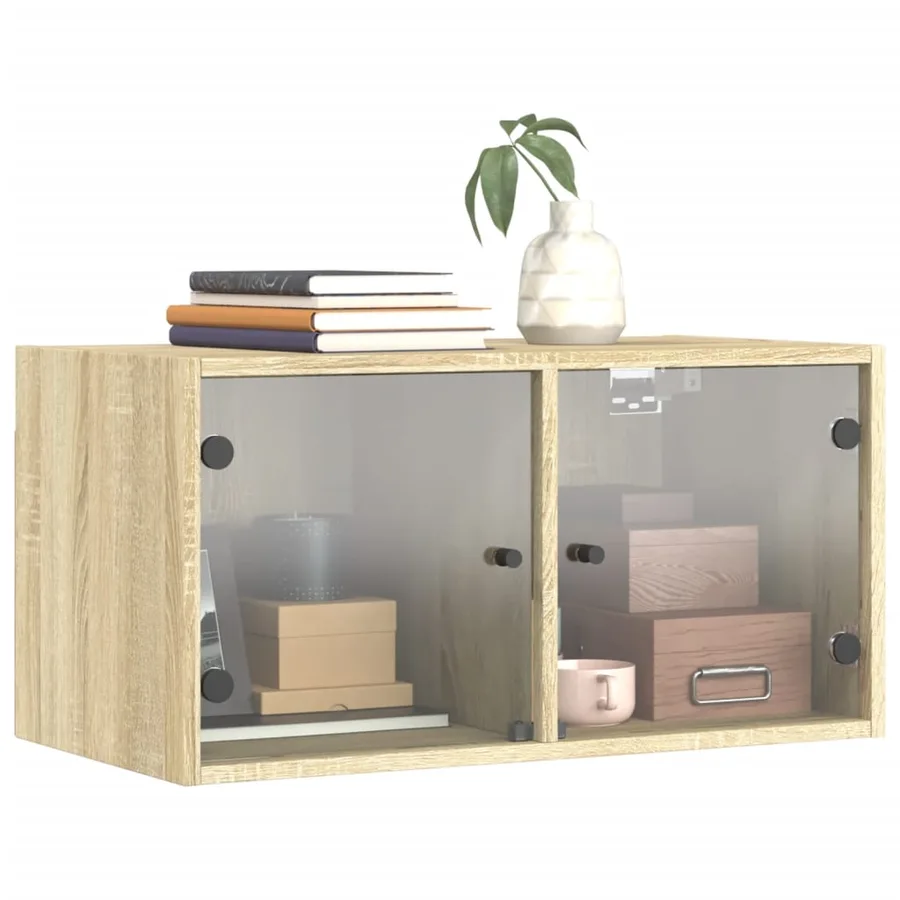 Armoire murale avec portes en verre chêne sonoma 68,5x37x35 cm - 4