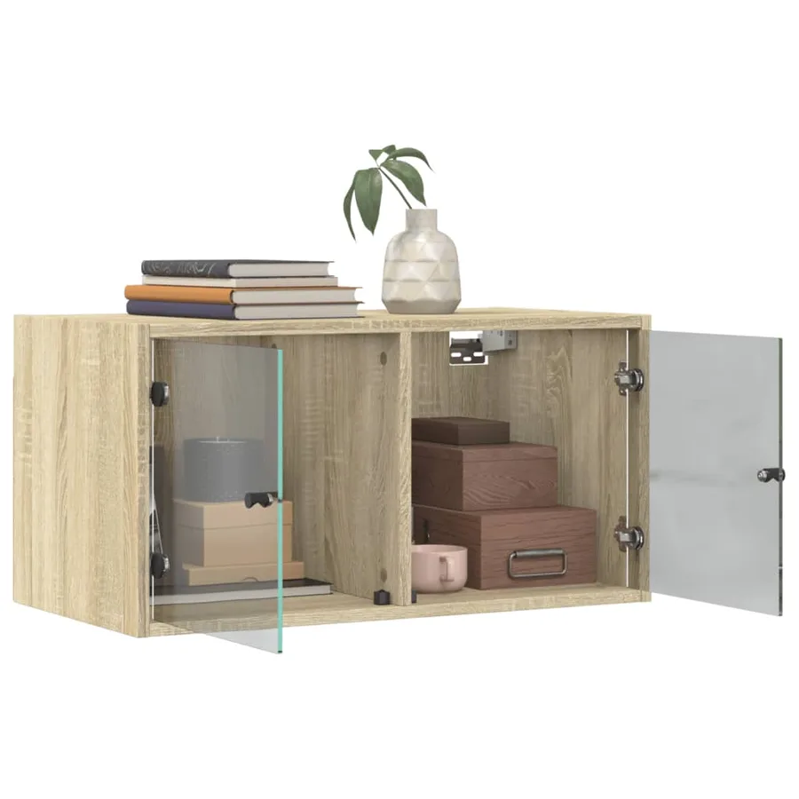 Armoire murale avec portes en verre chêne sonoma 68,5x37x35 cm - 5