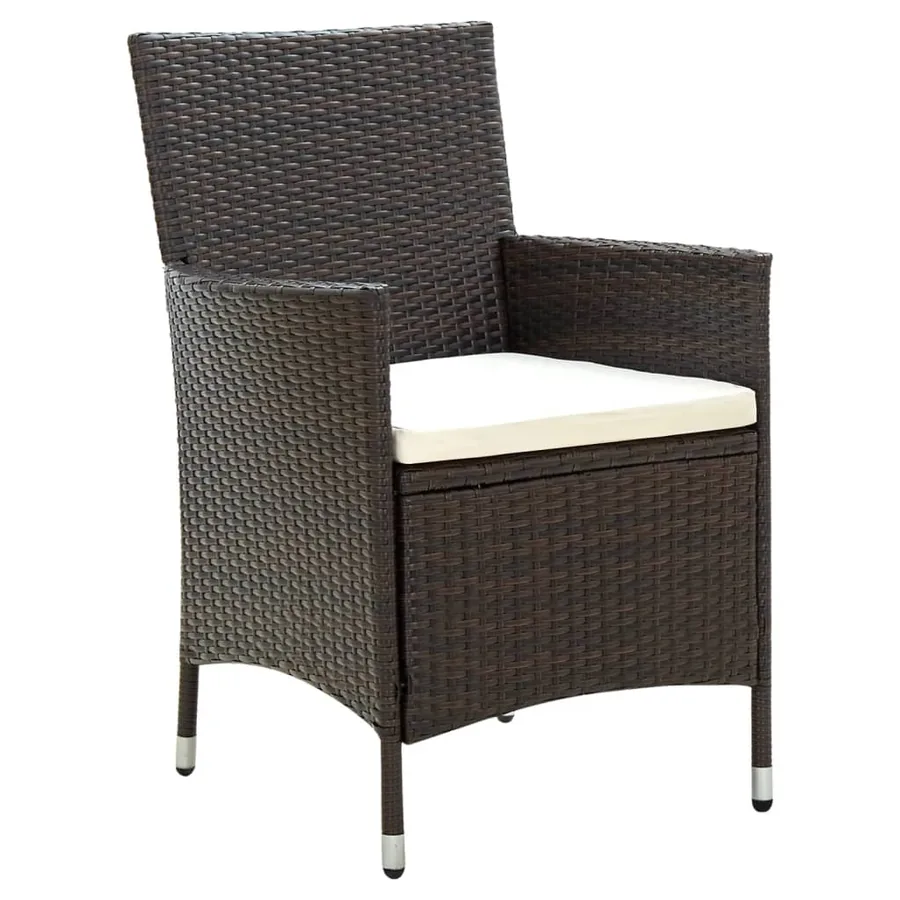 Chaises de jardin avec coussins lot de 4 Résine tressée Marron - 2