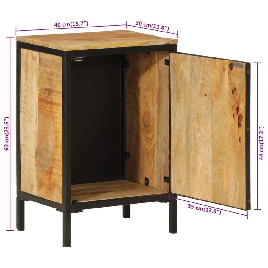 Armoire de salle de bain 40x30x60cm bois massif manguier et fer - 10