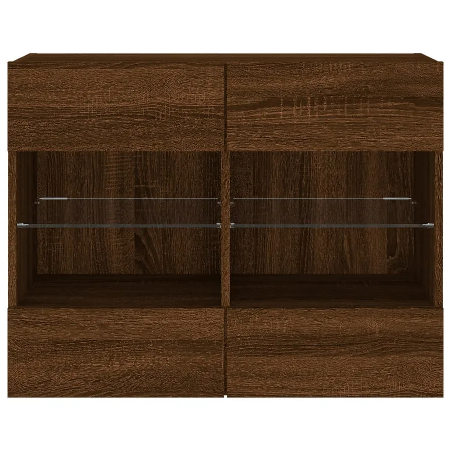 Meuble TV mural avec lumières LED chêne marron 78,5x30x60,5 cm - 6