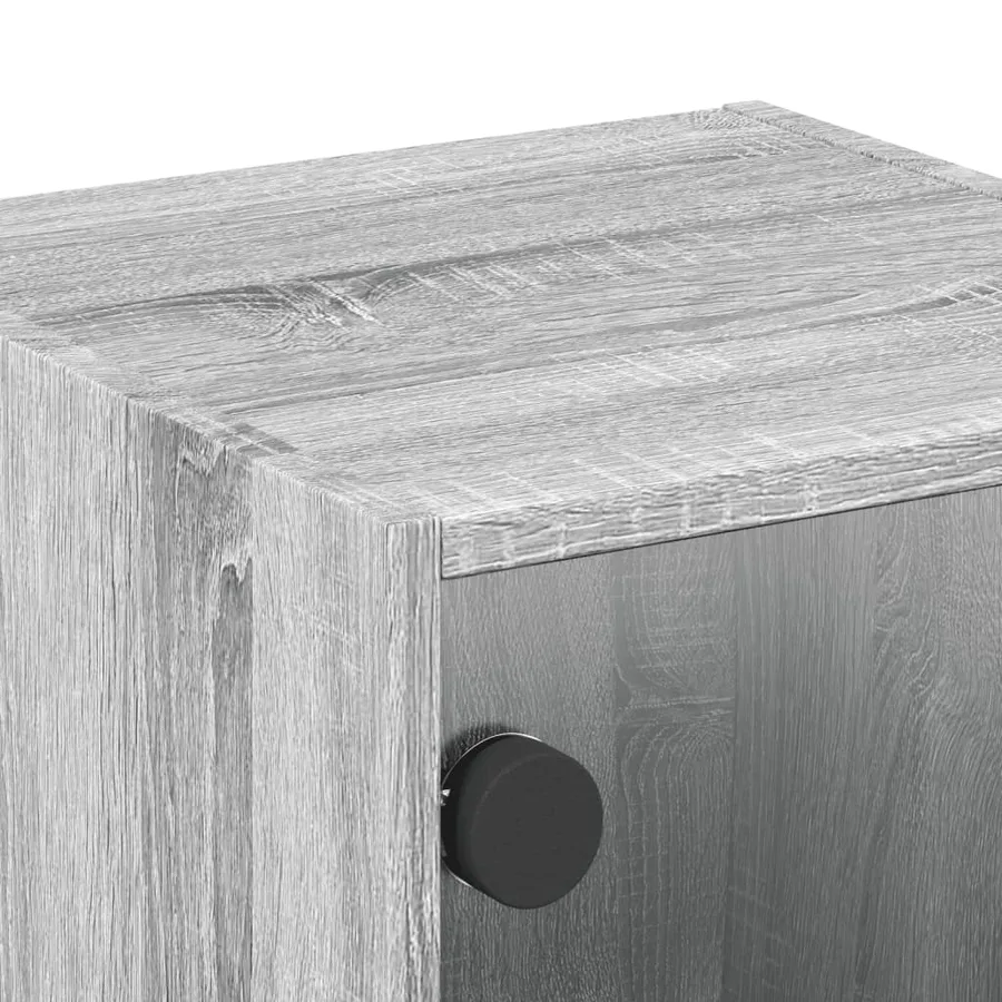 Tables de chevet et portes vitrées 2pcs sonoma gris 35x37x35cm - 10