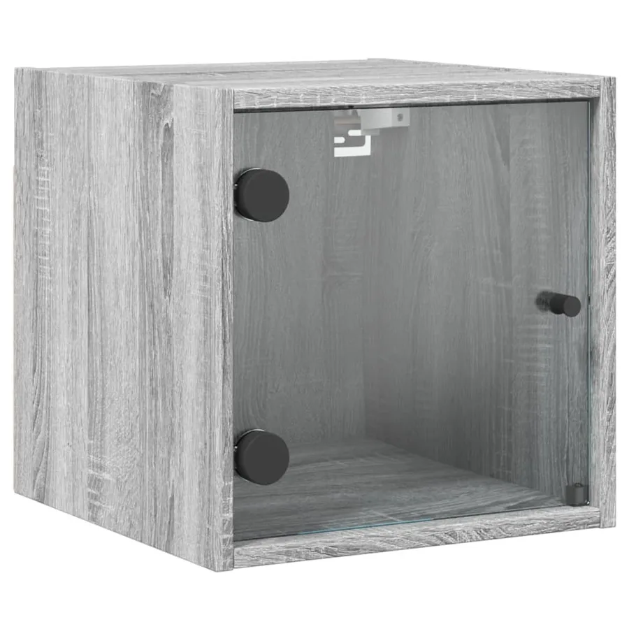 Tables de chevet et portes vitrées 2pcs sonoma gris 35x37x35cm - 6