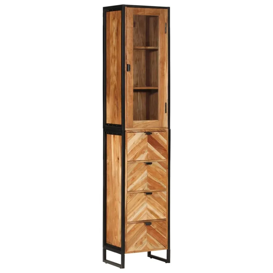 Armoire de salle de bain 40x27x190 cm bois massif d'acacia - 11