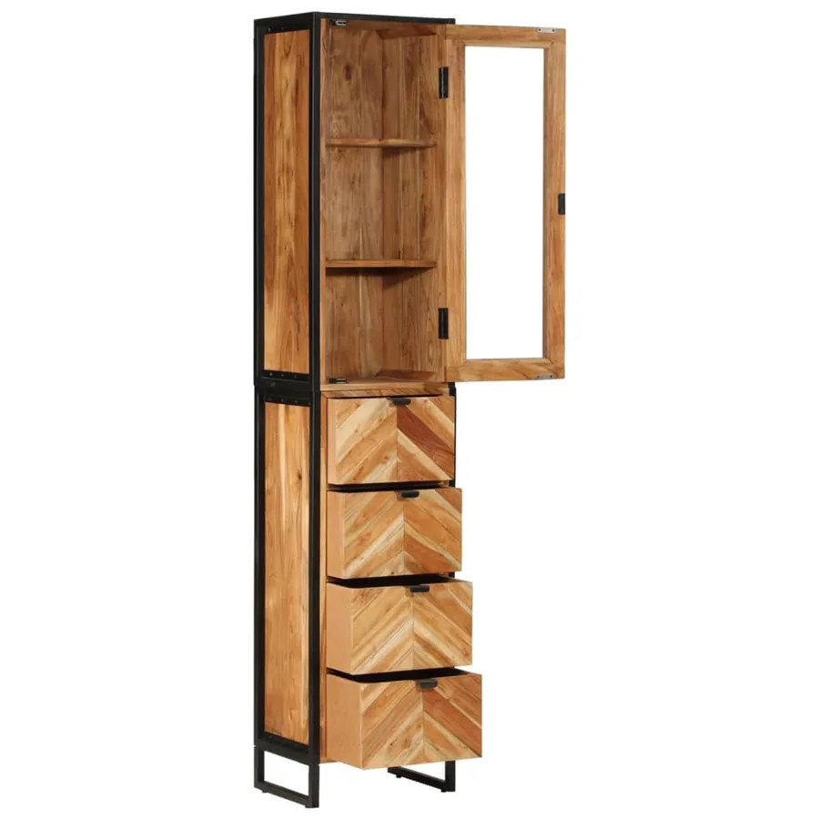 Armoire de salle de bain 40x27x190 cm bois massif d'acacia - 2