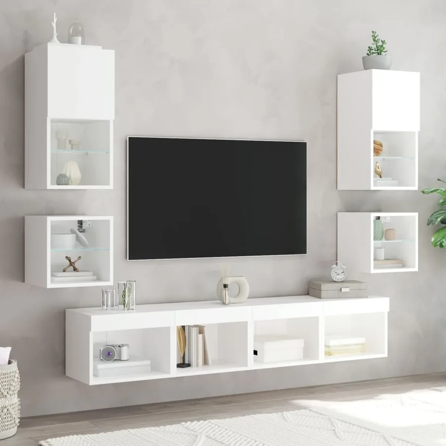 Table de chevet murale avec lumières LED blanc - 4