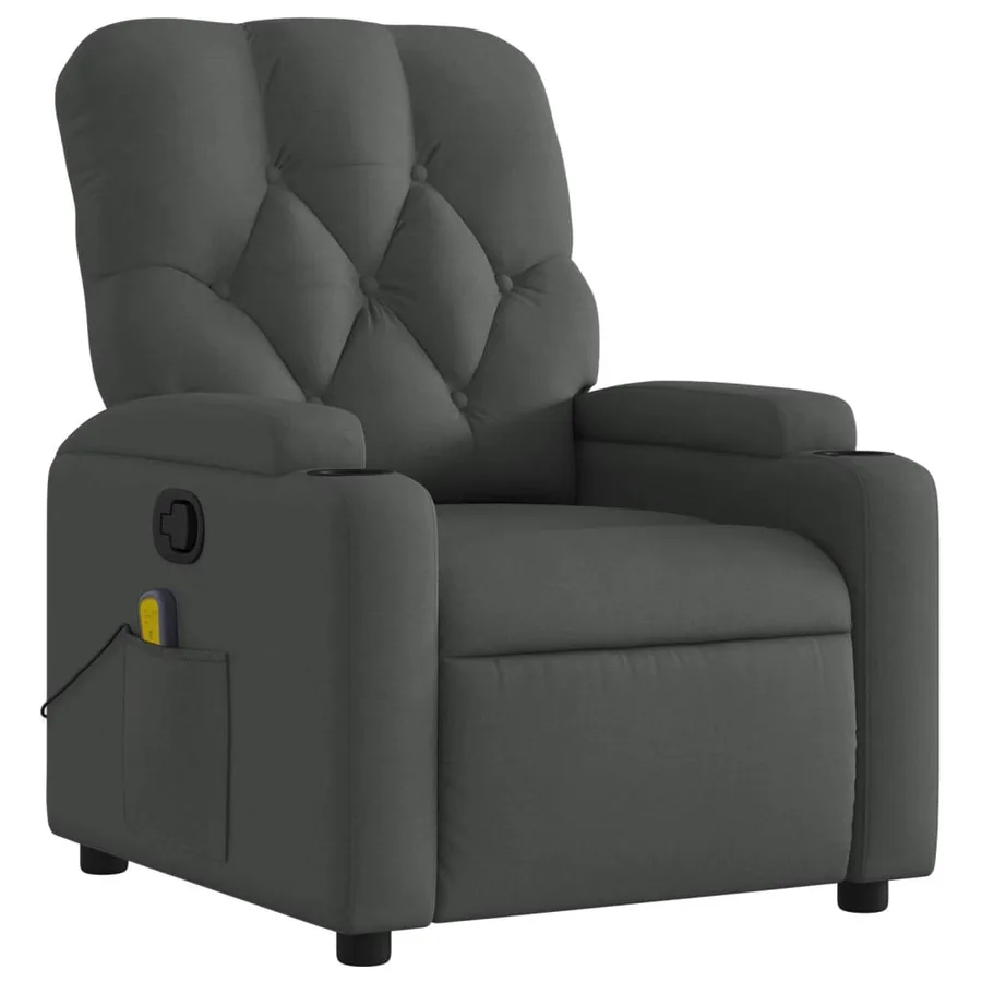 Fauteuil inclinable de massage gris foncé tissu - 3
