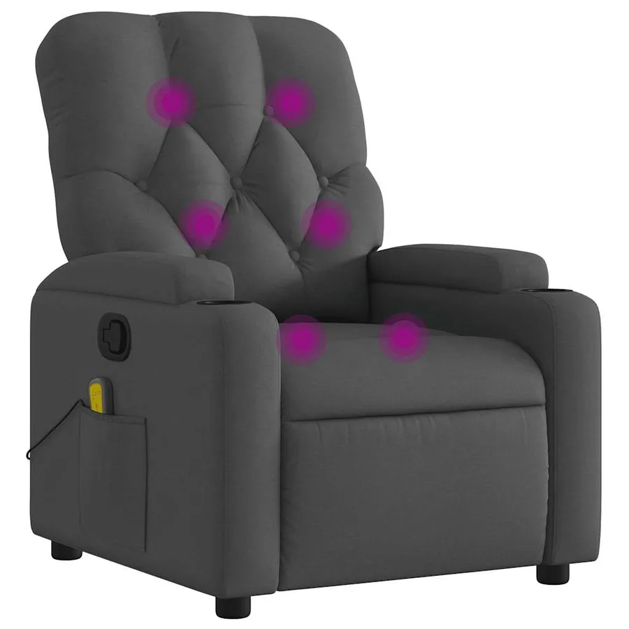 Fauteuil de massage inclinable Gris foncé Tissu - 2