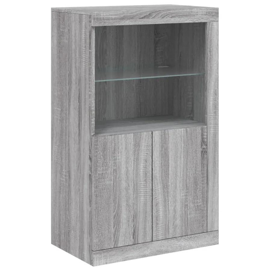 Buffet avec lumières LED sonoma gris 202x37x100 cm - 10
