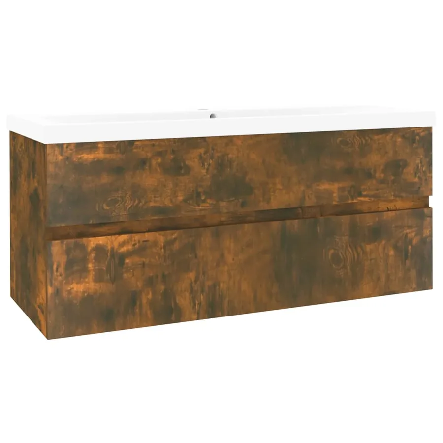 Meuble lavabo avec bassin intégré Chêne fumé Bois d'ingénierie - 4