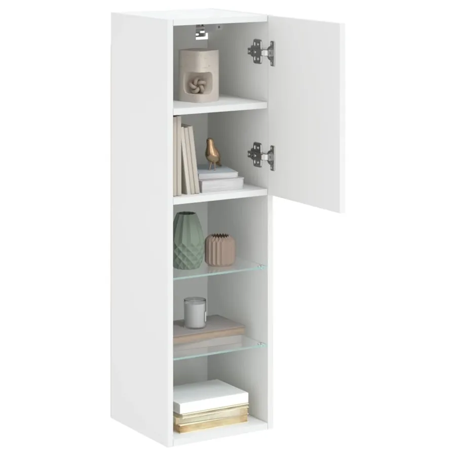 Meubles TV avec lumières LED 2 pcs blanc 30,5x30x102 cm - 5