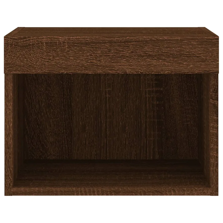 Tables de chevet murales avec lumières LED 2 pcs chêne marron - 9