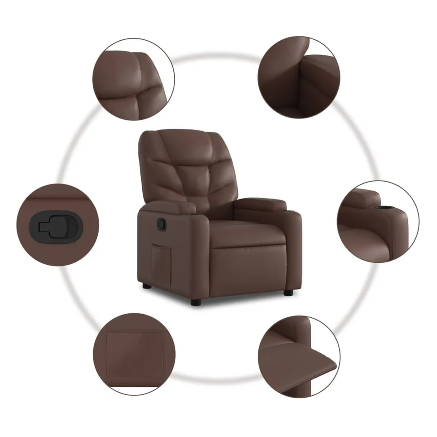 Fauteuil inclinable Marron Similicuir - 7