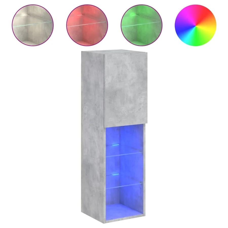 Meuble TV avec lumières LED gris béton 30,5x30x102 cm - 2