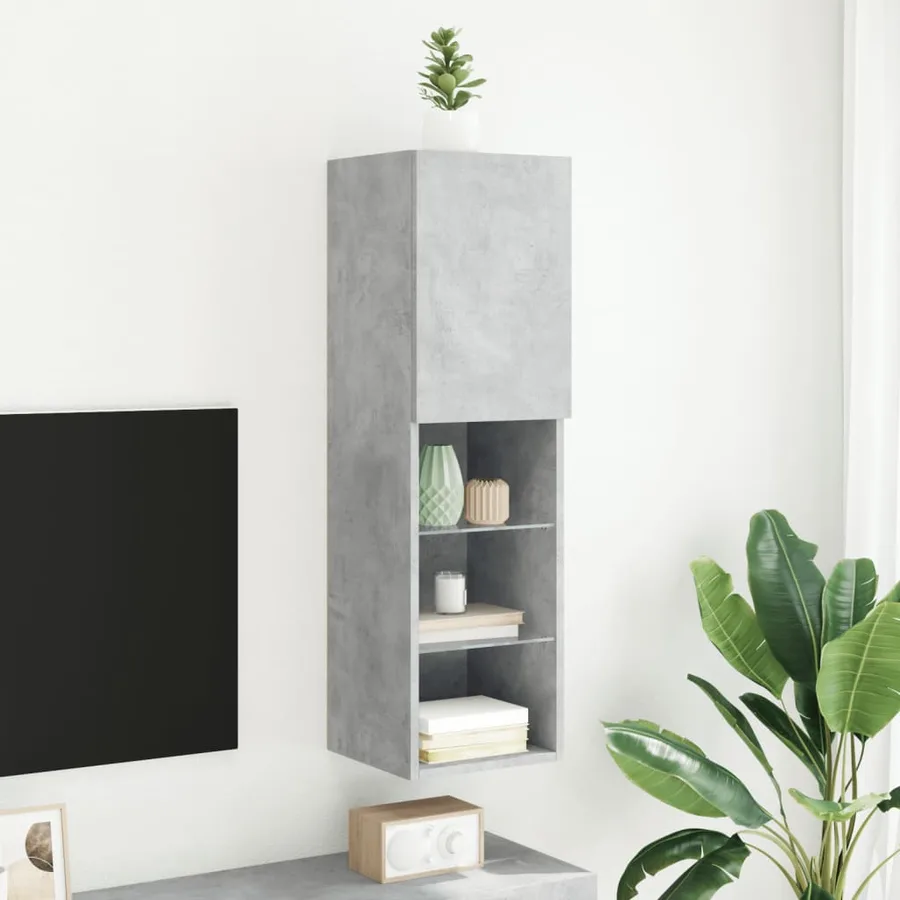 Meuble TV avec lumières LED gris béton 30,5x30x102 cm - 4
