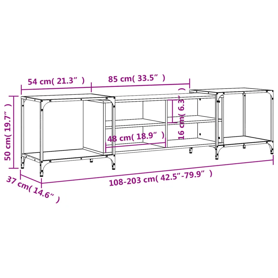 Meuble TV chêne sonoma 203x37x50 cm bois d'ingénierie - 10