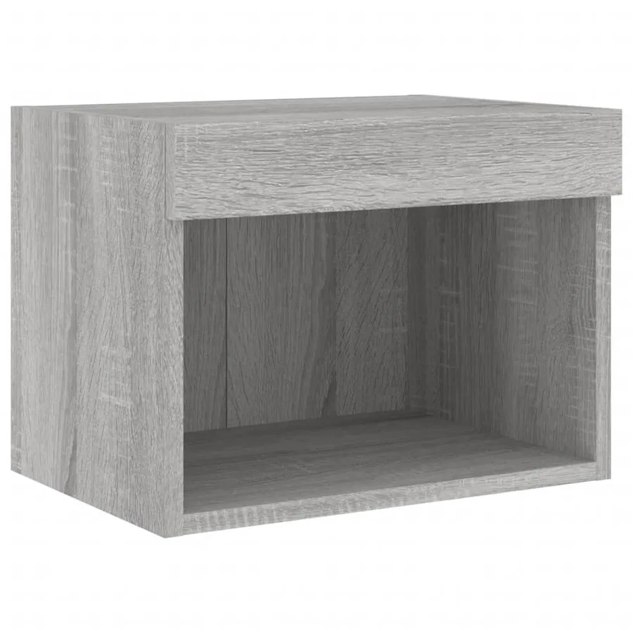 Tables de chevet murales avec lumières LED 2 pcs sonoma gris - 8