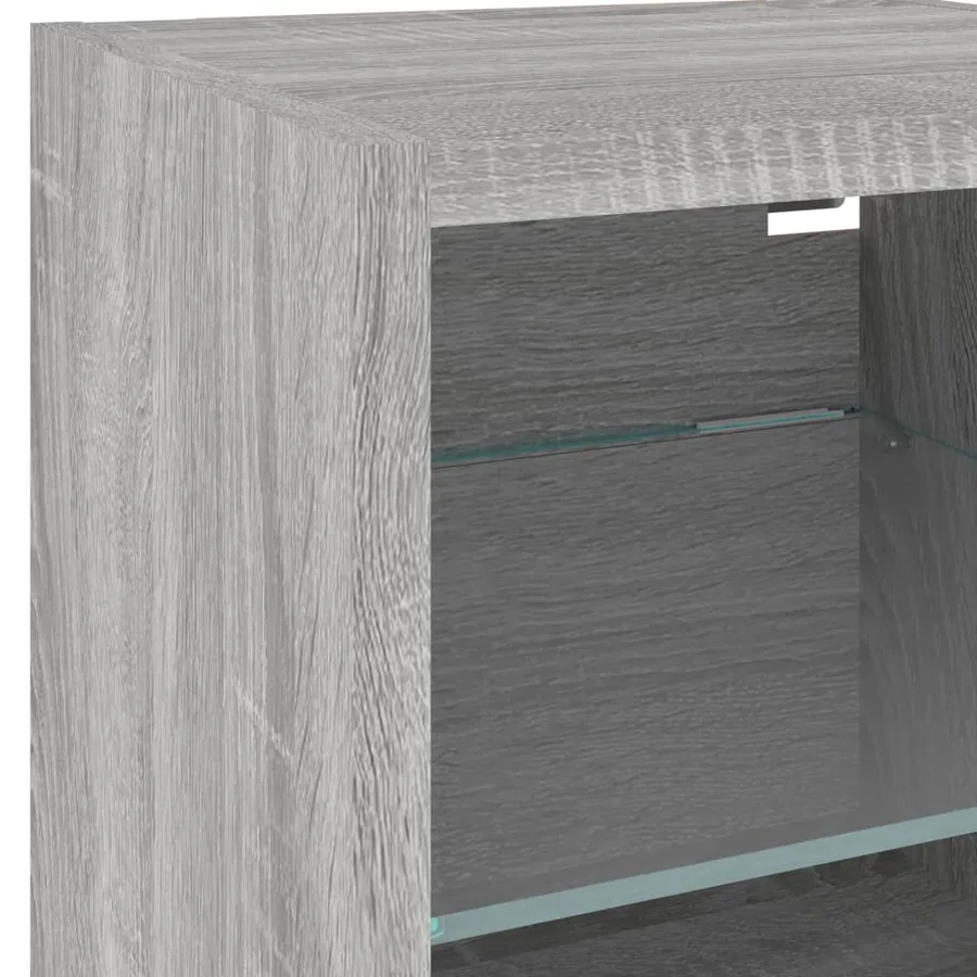 Unités murales TV avec LED 7 pcs gris sonoma bois d'ingénierie - 9