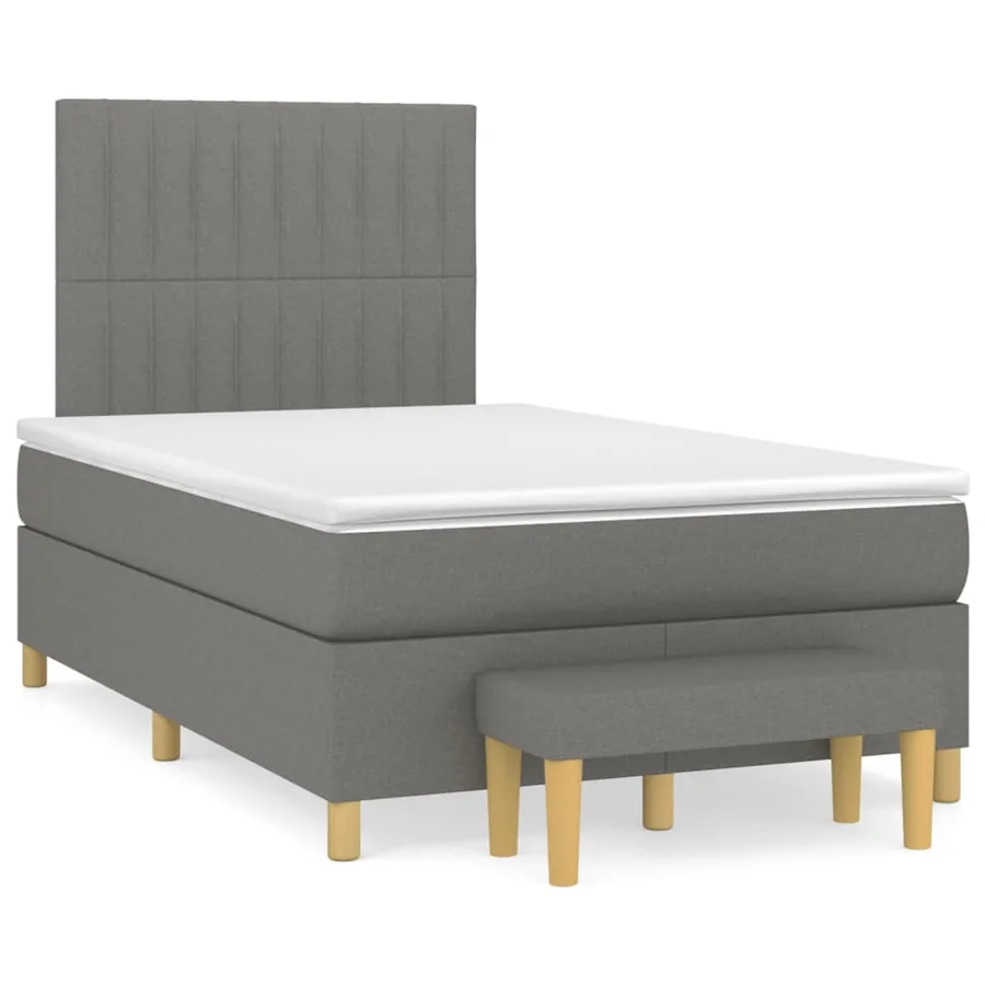 Sommier à lattes de lit avec matelas Gris foncé 120x200cm Tissu - 2