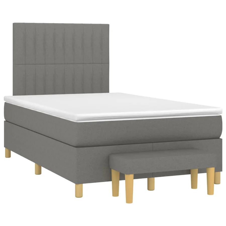 Sommier à lattes de lit avec matelas Gris foncé 120x200cm Tissu - 3
