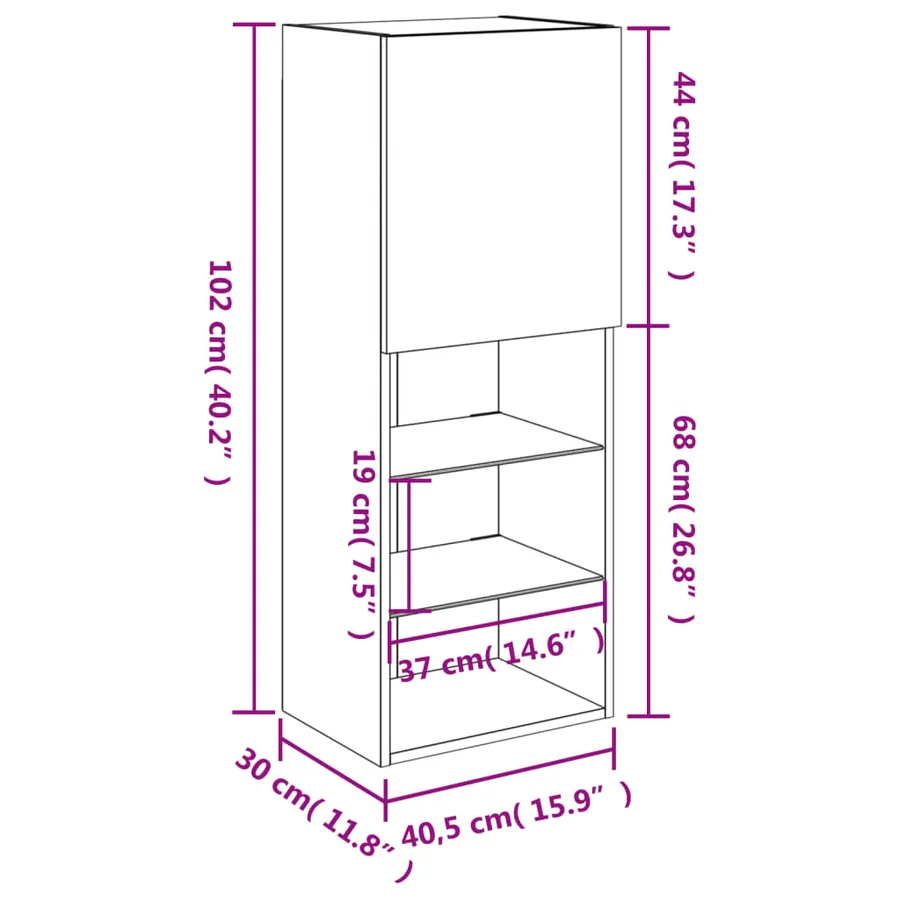 Meuble TV avec lumières LED chêne fumé 40,5x30x102 cm - 19