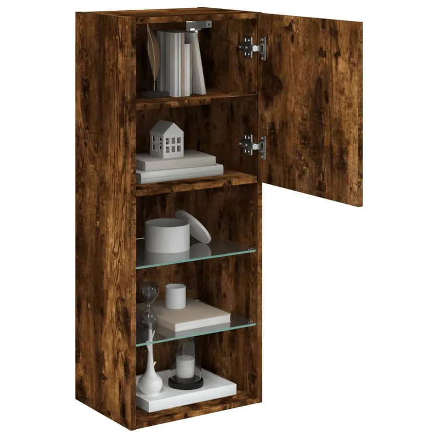 Meuble TV avec lumières LED chêne fumé 40,5x30x102 cm - 6