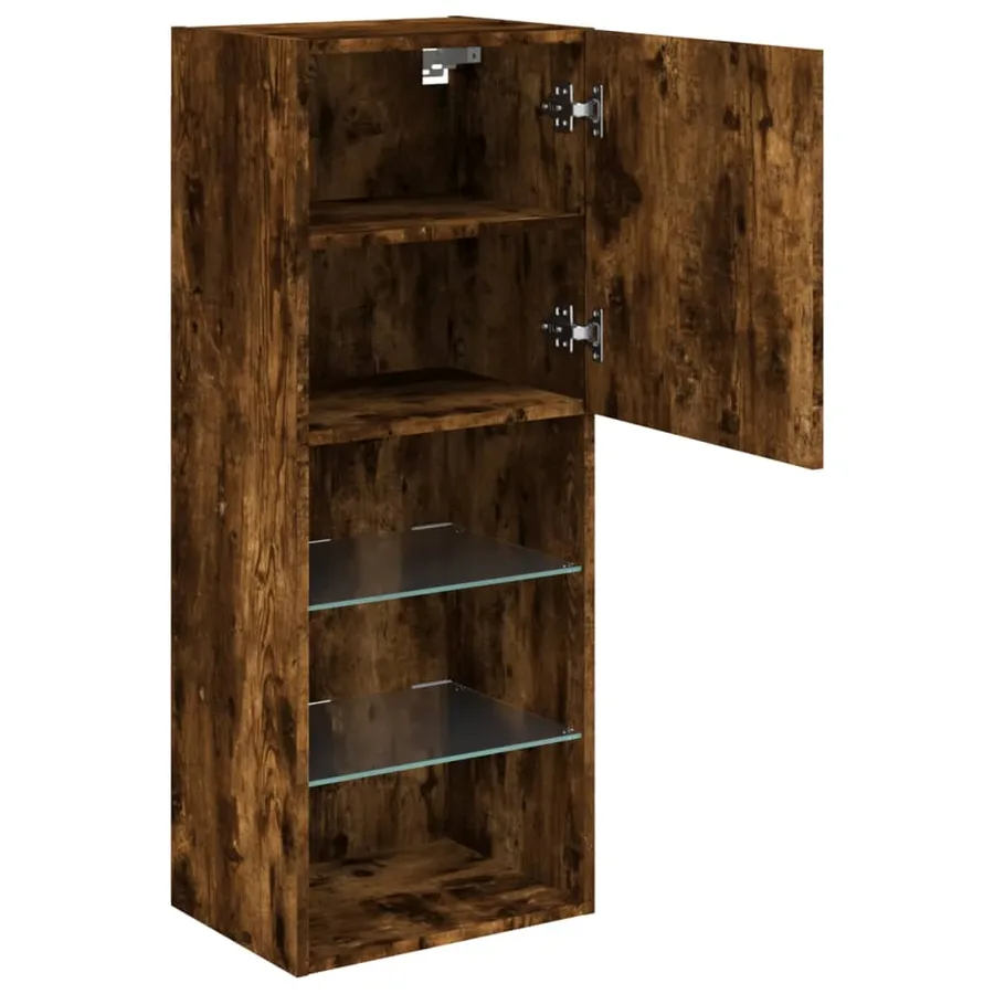 Meuble TV avec lumières LED chêne fumé 40,5x30x102 cm - 8