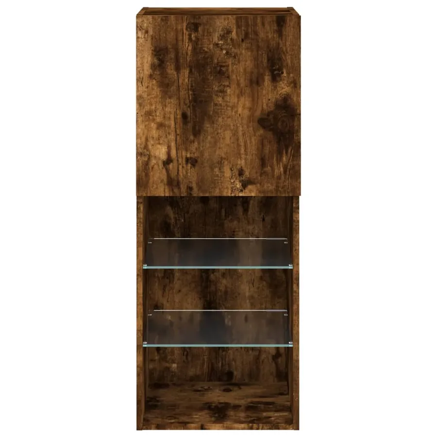 Meuble TV avec lumières LED chêne fumé 40,5x30x102 cm - 9