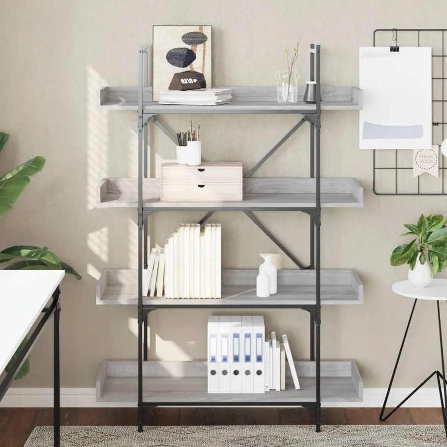 Bibliothèque à 4 niveaux sonoma gris 100x33x145,5 cm - 3