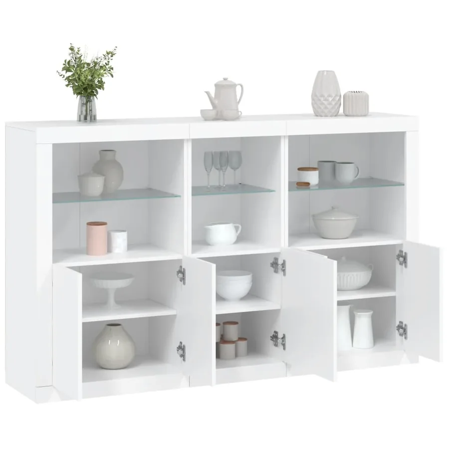 Buffet avec lumières LED blanc 162x37x100 cm