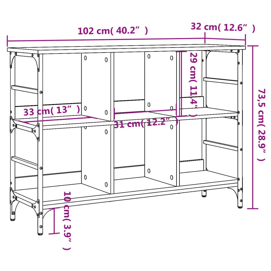 Buffet sonoma gris 102x32x73,5 cm bois d'ingénierie - 9