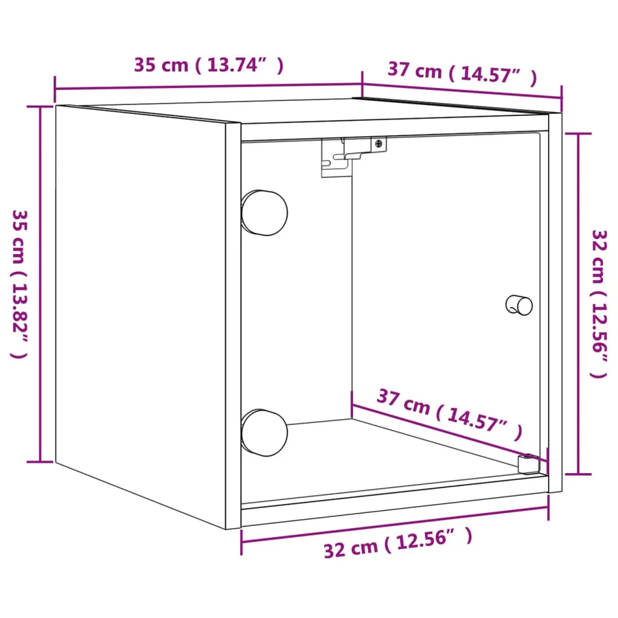 Tables de chevet et portes vitrées 2 pcs chêne fumé 35x37x35 cm - 13