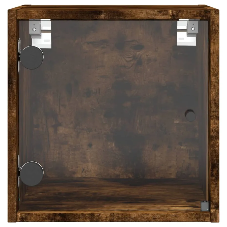 Tables de chevet et portes vitrées 2 pcs chêne fumé 35x37x35 cm - 7