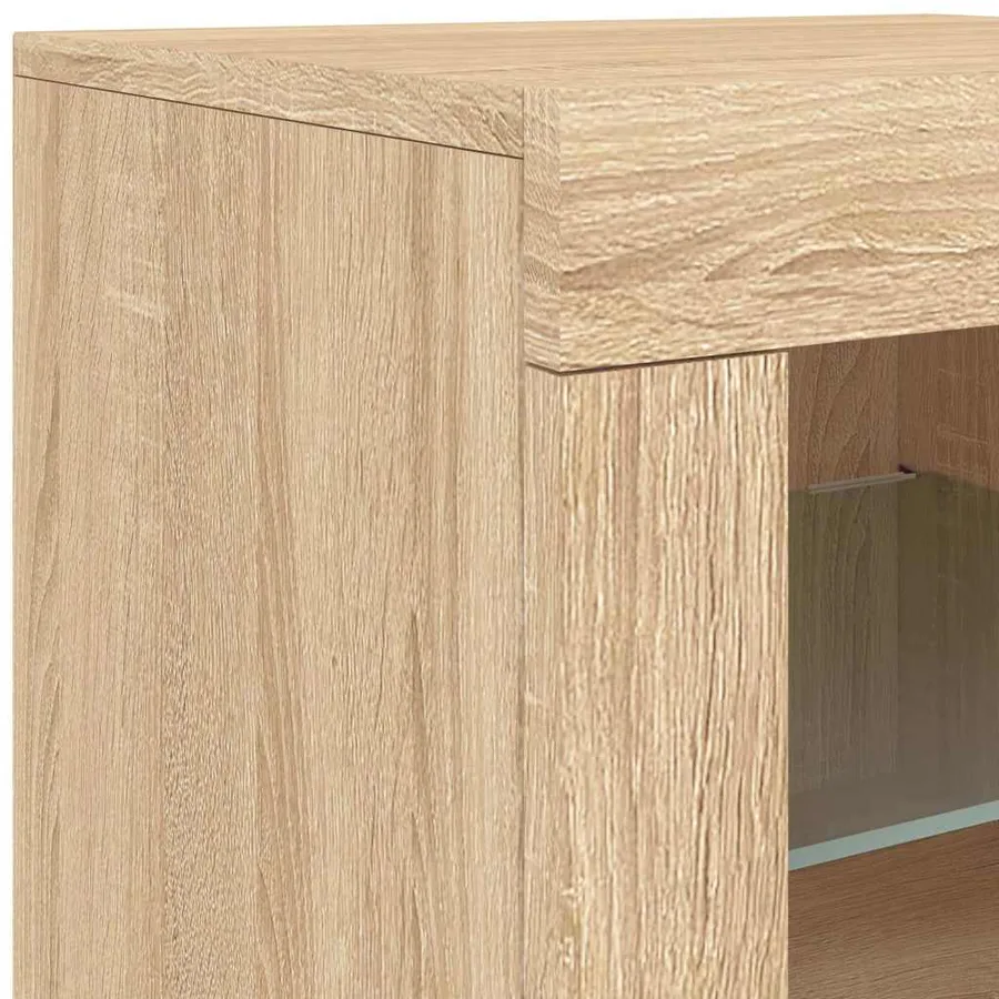 Buffet avec lumières LED chêne sonoma 60,5x37x67 cm - 11