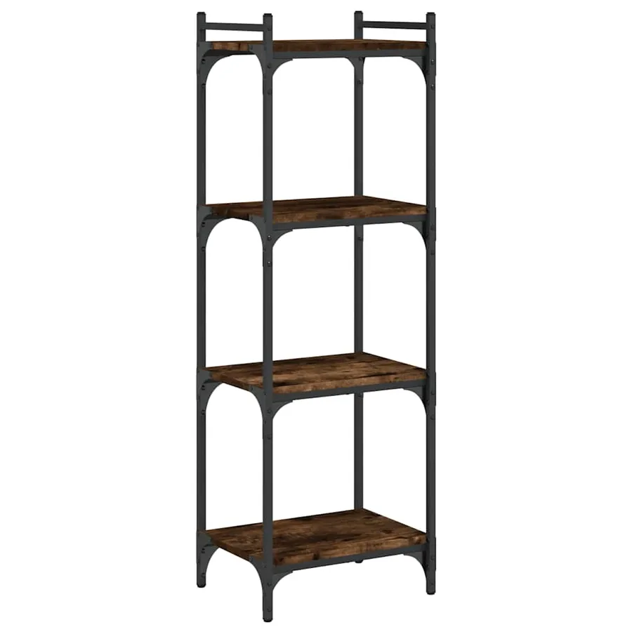 Bibliothèque 4 niveaux chêne fumé 40x30x120cm bois d'ingénierie - 2