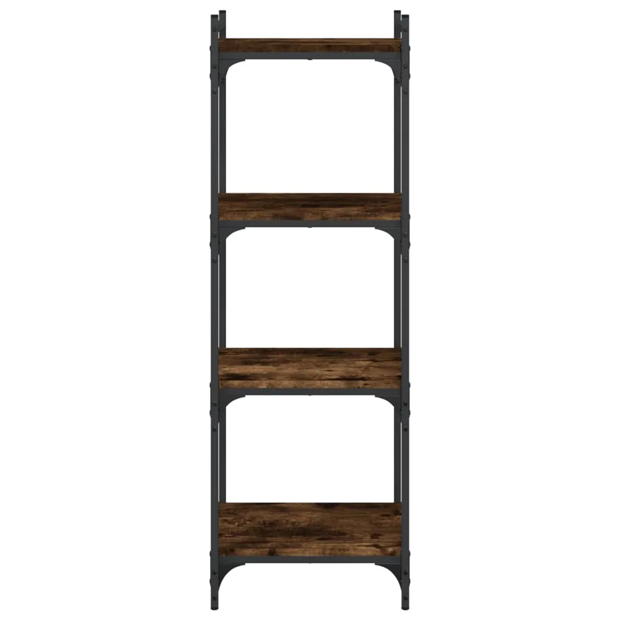 Bibliothèque 4 niveaux chêne fumé 40x30x120cm bois d'ingénierie - 4