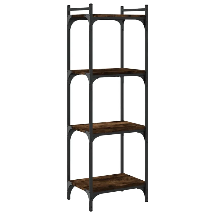 Bibliothèque 4 niveaux chêne fumé 40x30x120cm bois d'ingénierie - 6