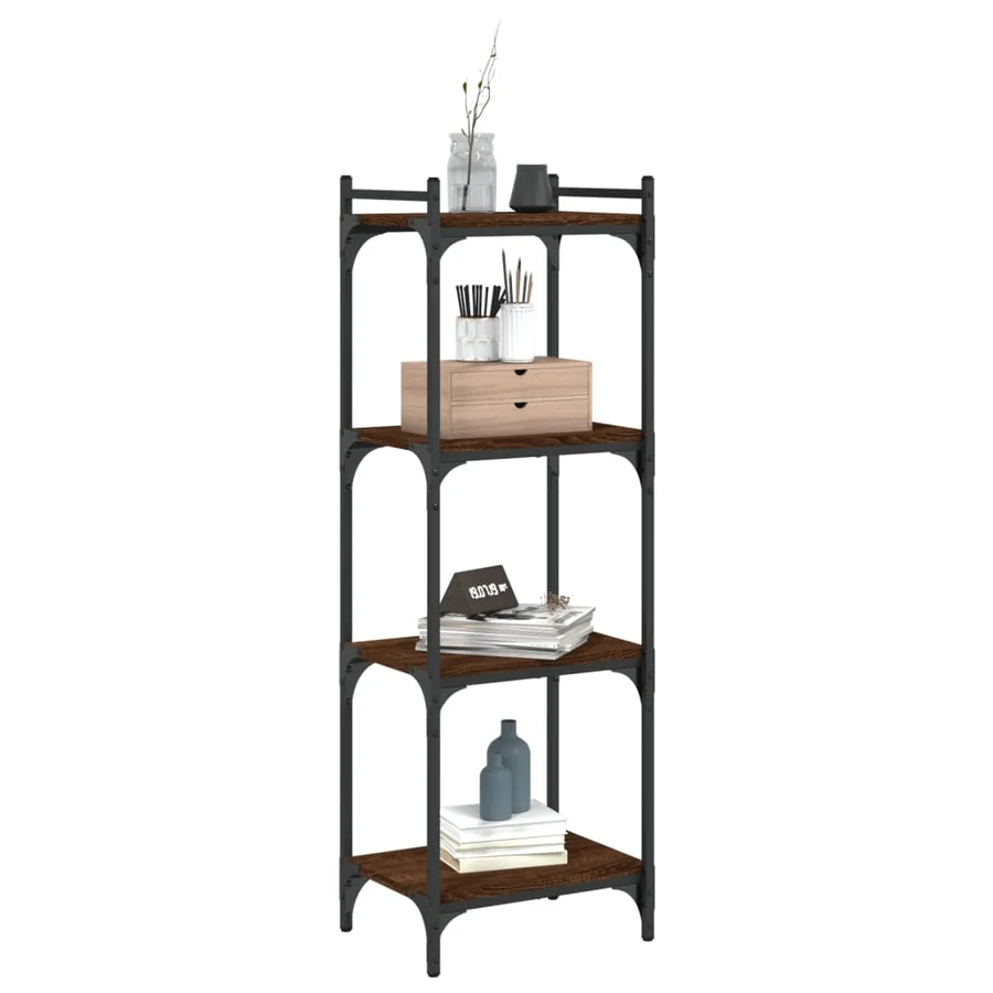 Bibliothèque 4 niveaux chêne marron 40x30x120cm bois ingénierie - 3