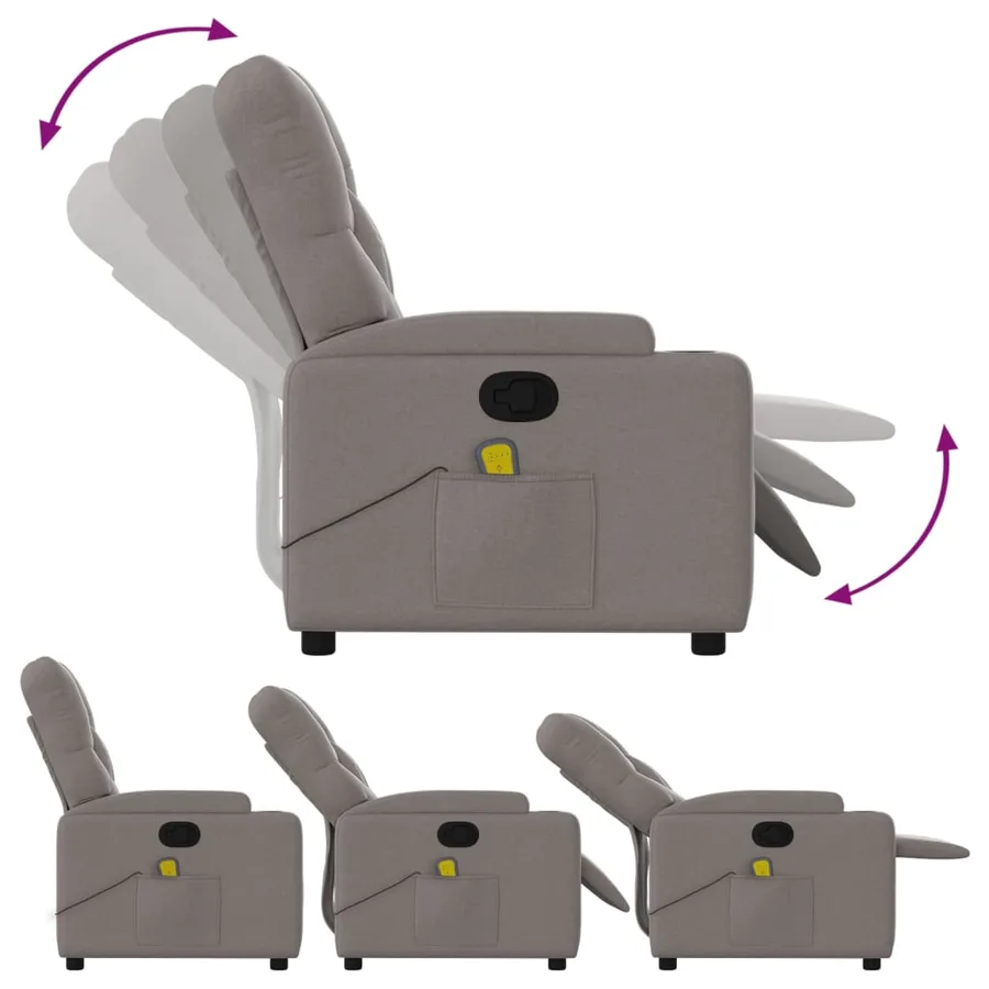Fauteuil de massage inclinable Taupe Tissu - 5