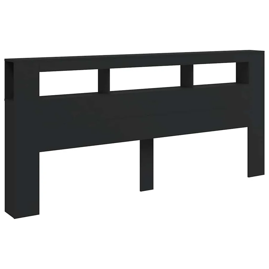 Tête de lit à LED noir 220x18,5x103,5 cm bois d'ingénierie - 3