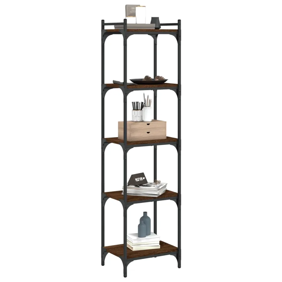 Bibliothèque 5 niveaux chêne marron 40x30x154cm bois ingénierie - 3